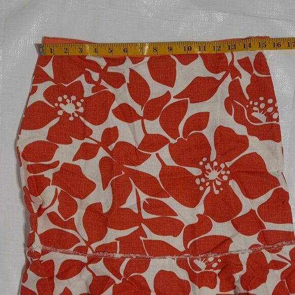 J Crew Orange and White Floral Linen Skirt - Picture 5 of 7